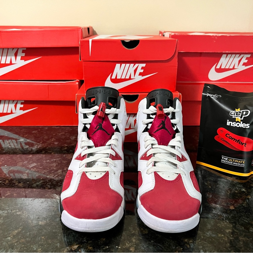 Nike Air Jordan 6 Retro GS Carmine Shoes 7Y Red White 8.5 Women 384665-106 NICE!
